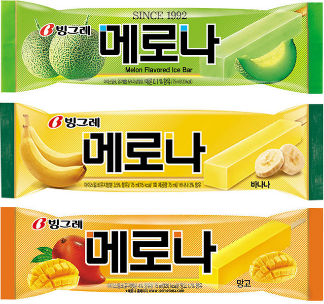 빙그레 메로나 메론10개+바나나10개+망고10개 아이스크림, 30개, 75ml