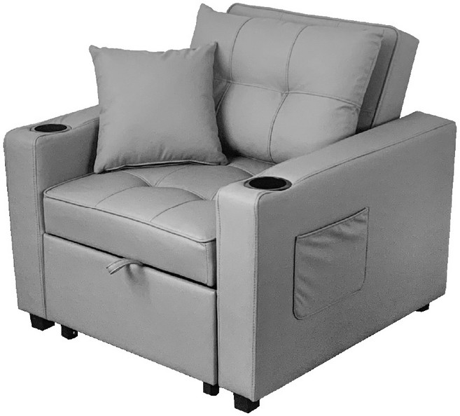 JUSTBUY 法魯姆可調式沙發床, 耐刮耐磨貓抓皮灰色