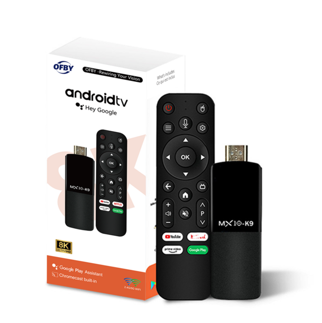 스틱OFBY K9 스틱 4k 해상도 Allwinner H313 2+16GB Wi-Fi6 2.4G+5G+BT5.4 내장 Android 13 OS TV Box Fire, 01 OFBY K9
