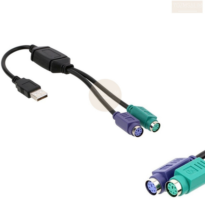 USB 2.0 PS2 변환 케이블 32CM 유선 마우스 키보드 젠더 선, 1개