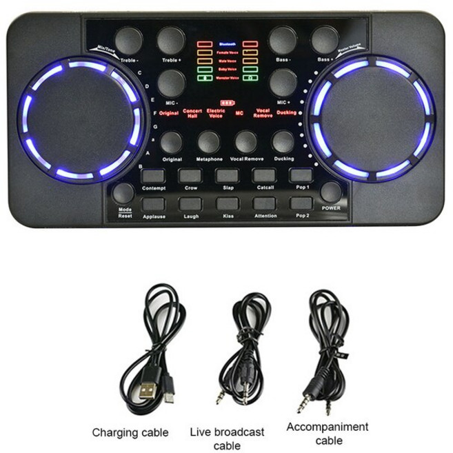 dj 믹서 음향기기 V300 Pro 라이브 스트리밍 사운드 카드 10 효과 dj 뮤직 스튜디오 가라오케 용 블루투스, 검은색, 01 Black