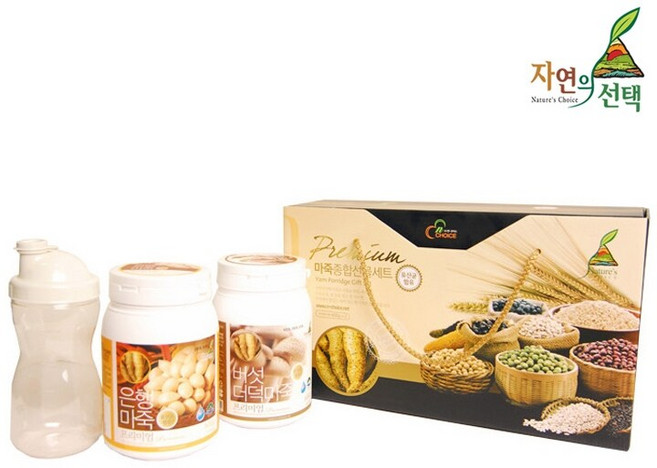 [명절 선물세트][자연의선택]마죽 종합선물세트 1호 1.2kg(버섯더덕마죽600g/은행마죽600g/쉐이크컵), 1개, 1.2kg