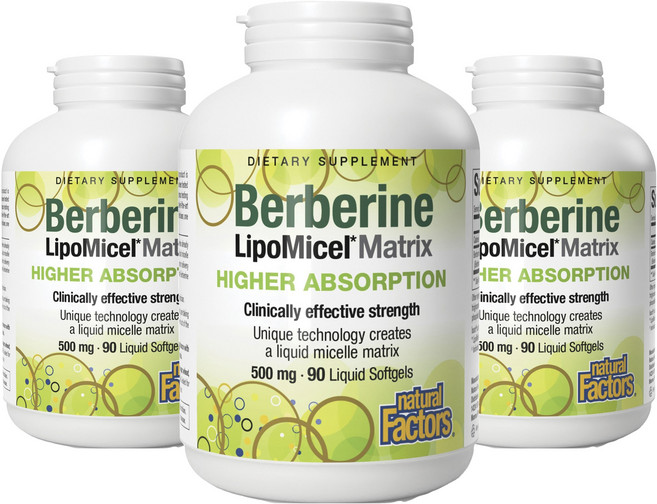네추럴팩터스 베르베린 리포미셀 매트릭스 500mg 리퀴드 소프트젤, 90정, 3개
