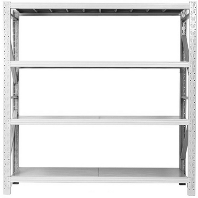 나이스선반 중량랙 1400kg하중 단당350kg 화이트 고무망치무료증정 중량랙 무볼트 철재선반 경량랙 앵글선반 조립식 창고선반 파렛트랙 물류선반 튼튼한선반, 1세트, 독립형 높이2mX가로2mX폭60cm 4단