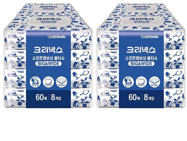 크리넥스 소프트 엠보싱 물티슈, 100개입, 1개