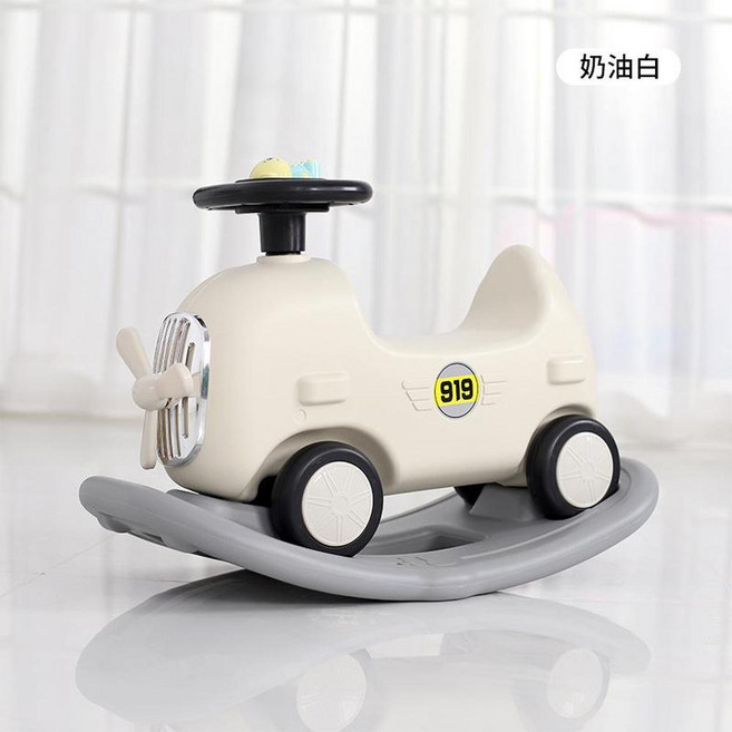 XMXZH 兒童二合一滑行搖搖馬 飛機造型, 白色搖搖馬 音樂早教機, 1個