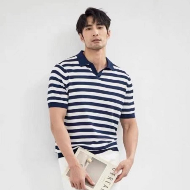 휠렉스 남성 스트라이프 카라넥 패션 반팔 티셔츠 Y1475