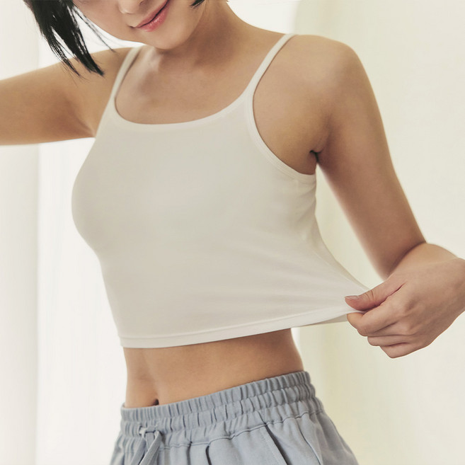 마른파이브 여성용 캡내장 브리즈 모달 크롭 끈 나시