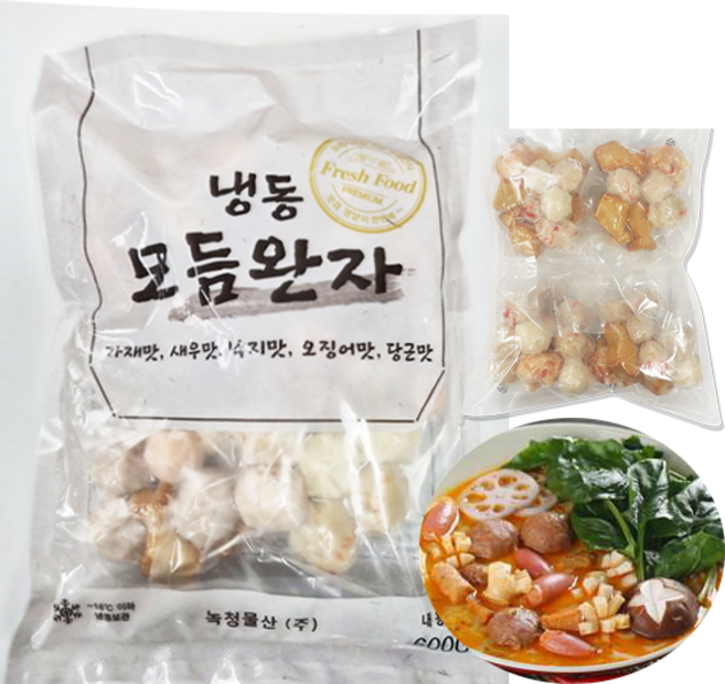 홍홍 중국식품 냉동모듬완자볼 훠궈 마라탕 사리 냉동 중국 피쉬볼, 600g, 1개
