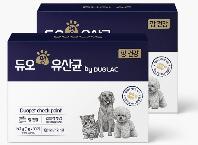 [듀오락]강아지 고양이 유산균 듀오펫 30포(30일분) 2개 / 반려동물 장건강, 60g