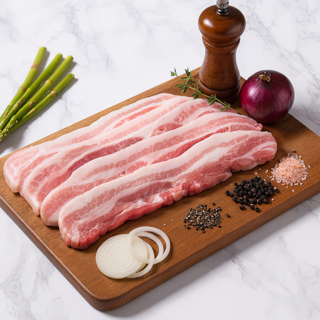 [초원한우마을] 녹차먹인 돼지 한돈 삼겹살[녹돈], 500g, 2개