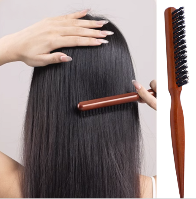 위헤브 업스타일 돈모브러쉬 빽콤 정수리볼륨 머리빗 잔머리정리 스틱, 1개, 브라운