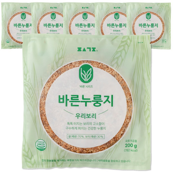 편식공장 바른누룽지 우리보리, 200g, 5개