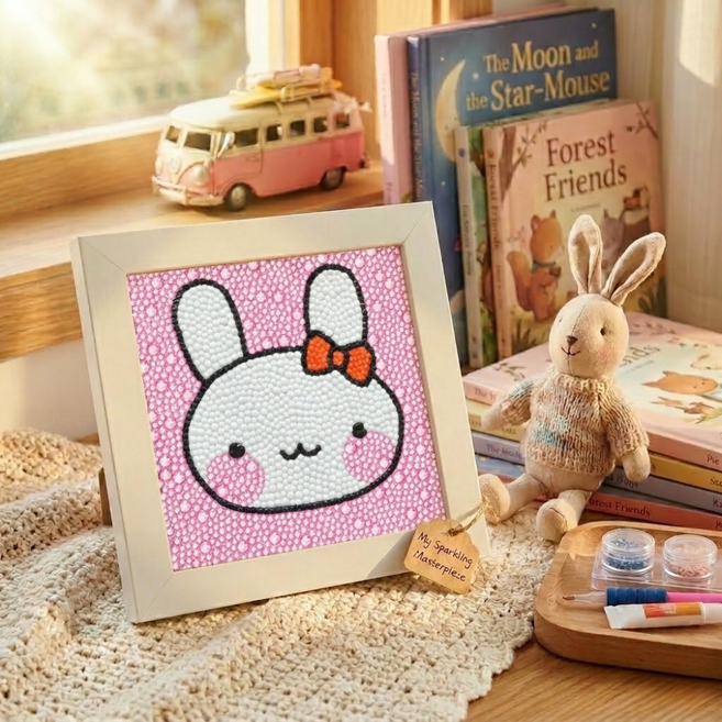 STIX 어린이 보석십자수 액자형 12종 DIY 키트 드릴비즈 만들기 KC인증, 1개, 10.토끼