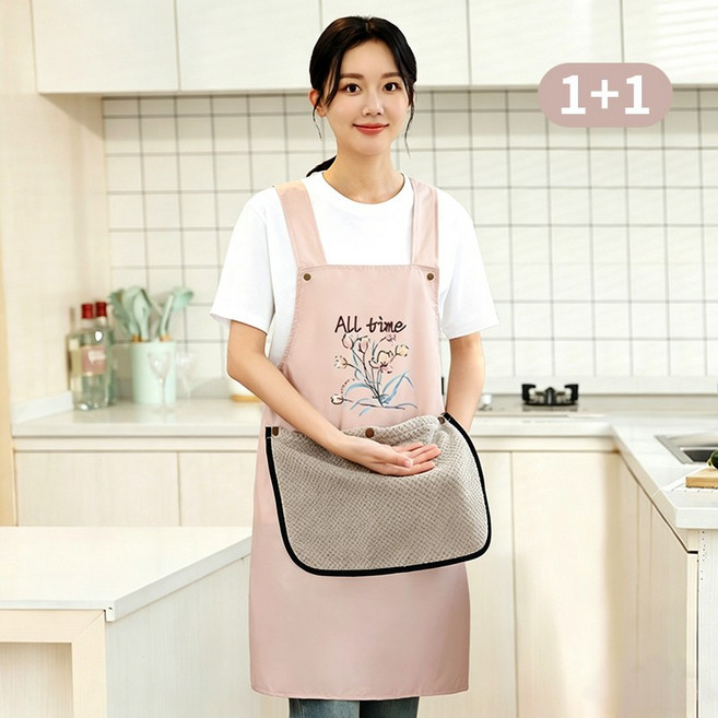 BLACK K7 여성 손타월 방수 앞치마 1+1 주방용, 2개, 핑크