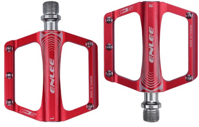 ENLEE 접이식 자전거 페달 작은 바퀴 직경 리벳 수정 된 산 오프로드 페달 도로 자전거 액세서리, 02 N16 red, 01 CHINA, 1개