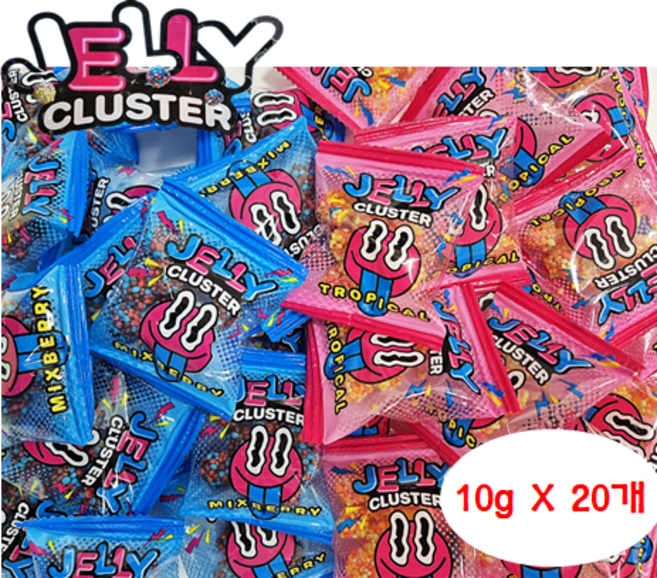 젤리 클러스터 2가지맛 믹스 소분포장, 10g, 20개