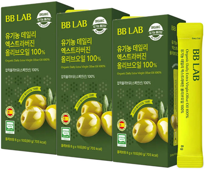 유기농 데일리 엑스트라버진 올리브오일 100%, 8g, 30개