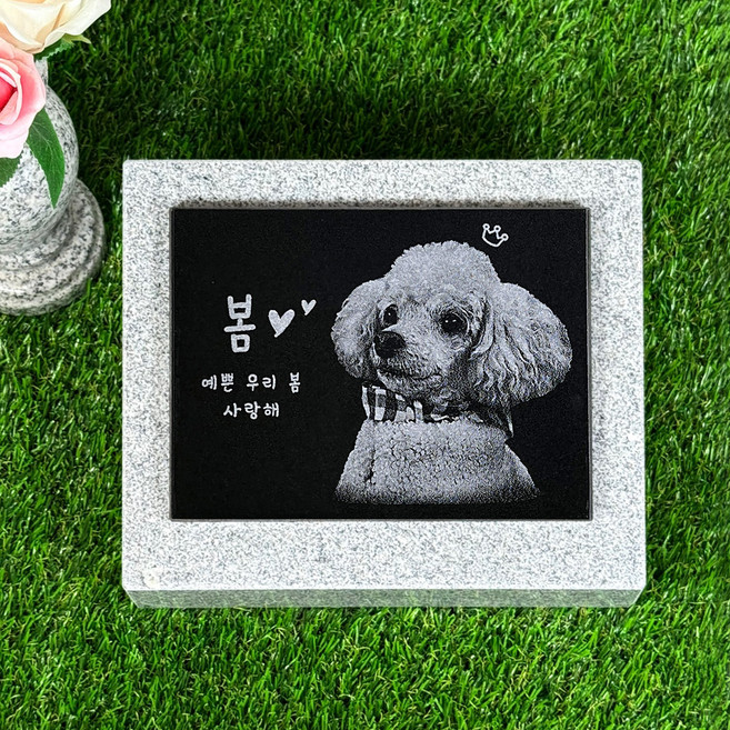 비석 강아지비석 수목장 사진비석 평장비석 반려비석 묘비석 참비스톤, 1개