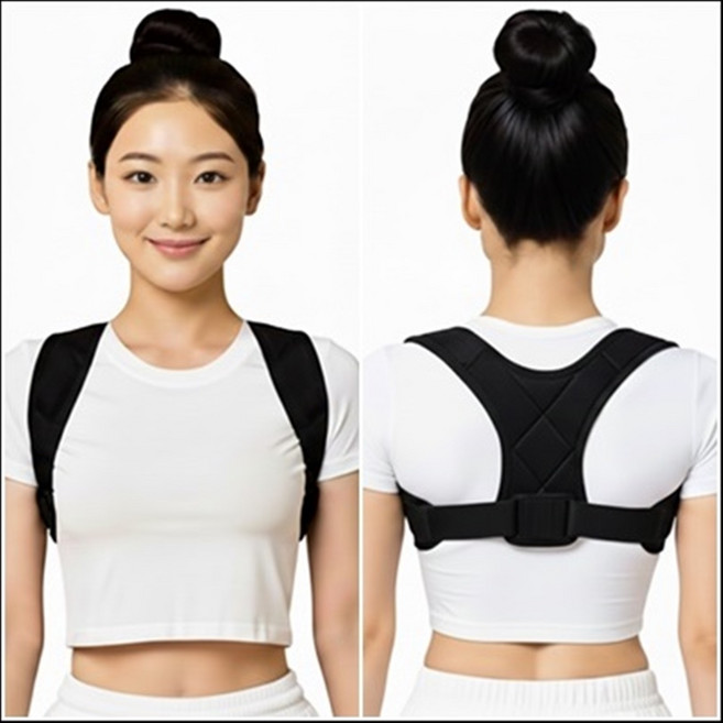 [인생심마켓] 조절식 체형맞춤 초경량 거북목 어깨 교정밴드 남녀공용 검정색 [성인밴드] [학생밴드]