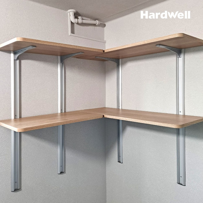 하드웰 시스템 벽선반 2단 높이 100cm 세탁실 벽걸이 원목, 2단 높이100cm(상판:70x35cm), 화이트 상판