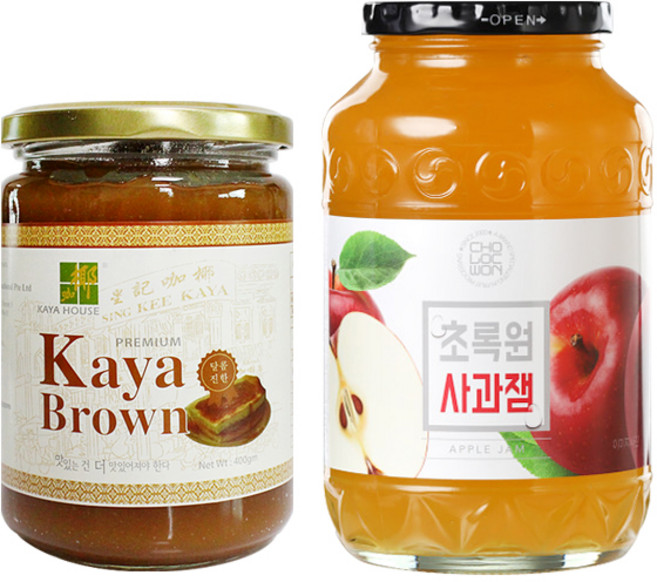 초록원 사과잼 1kg +카야하우스 카야잼 브라운 400g (1.4kg), 1개