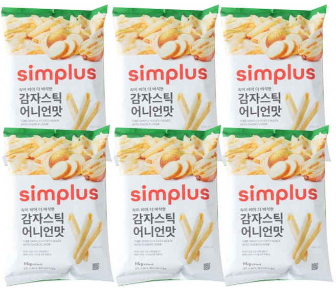 바삭한 감자스틱 어니언맛, 6개, 115g