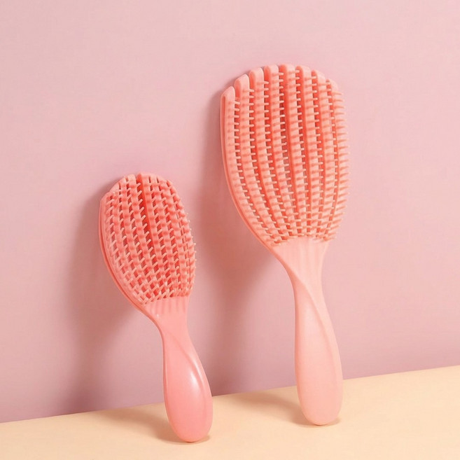 에비노 두피케어 헤어 빗 간편세척 브러쉬 대 소 세트, 1개, 오렌지코랄