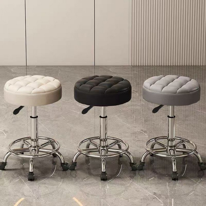 美容凳吧檯椅 旋轉升降高腳圓凳, 灰色, 1個
