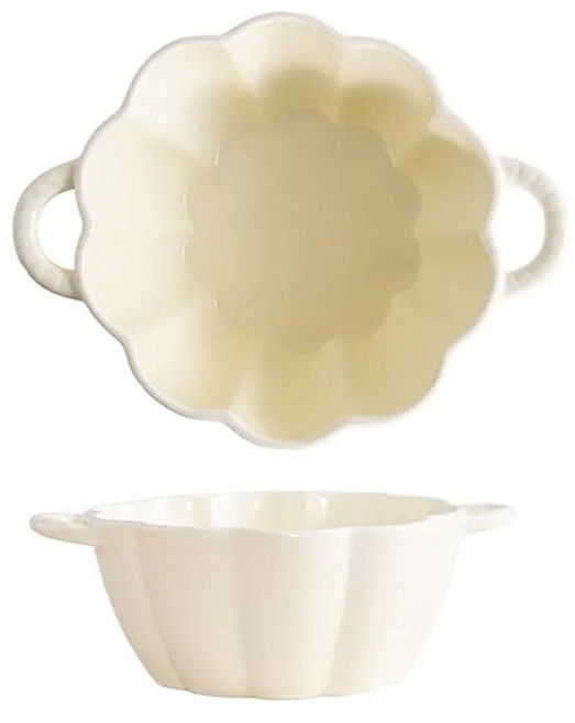 BLOWFISHFUGU 캔디 계열양손 스프볼 큰 국그릇 대용량 라면 그릇 샐러드보울 25CM, 1개, 베이지색