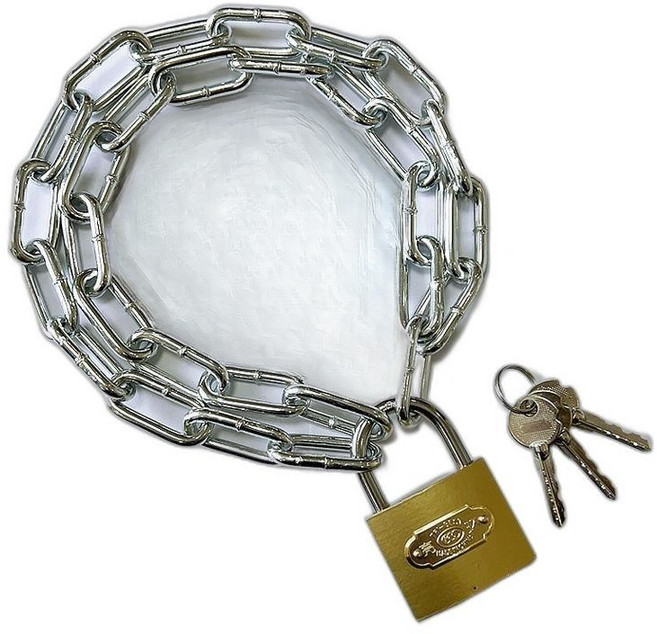 체인 쇠사슬 자전거 자물쇠 오토바이 공장문 다용도 잠금장치, 1개, F_강화 1m 체인+자물쇠 4mm