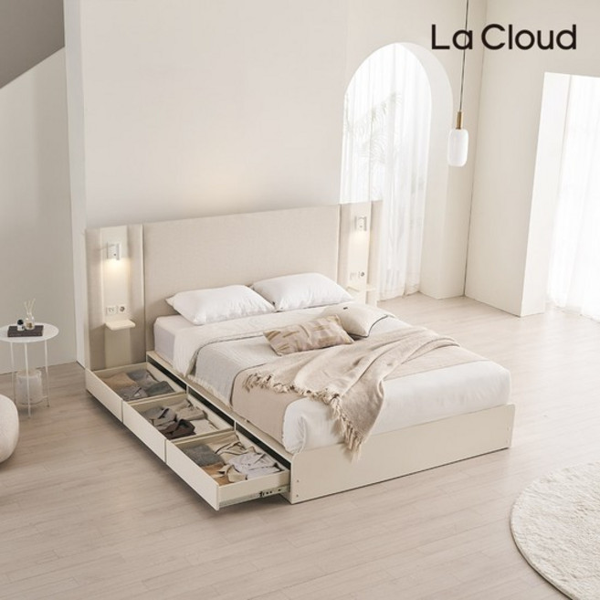라클라우드 프리미엄 호텔식 수납형 글로리 침대프레임 슈퍼싱글 SS, SS(슈퍼싱글), 오트밀 베이지, 침대프레임(패널1EA 포함)