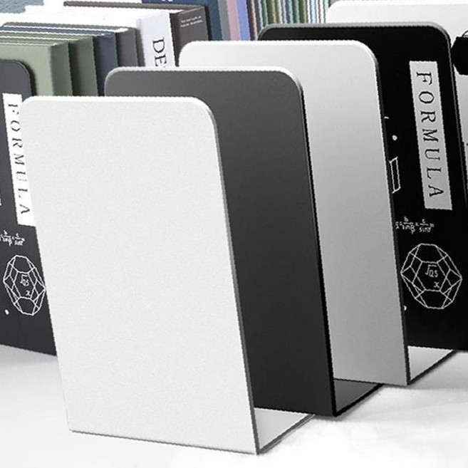 L형 북앤드 4p 책꽂이 책상 선반 책고정 북스탠드 OC_0418TCM, 블랙 4p