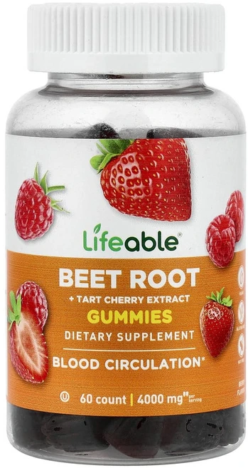 아이허브 비트뿌리 + 타트체리 구미젤리 베리 500mg 60개(개당 250mg), 1개, 60정, 1개 - 쿠팡