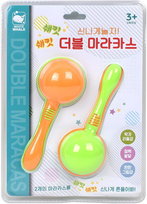 화이트웨일 더블 마라카스 악기놀이, 혼합색상, 1개