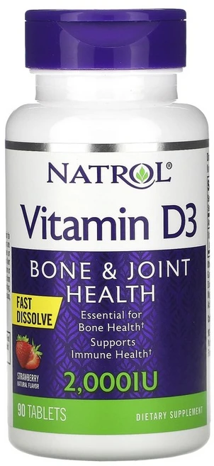 나트롤 비타민 D3 2000 IU 패스트 디졸브 스트로베리 타블렛, 1개, 90정 - 쿠팡