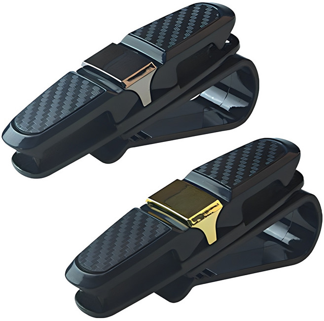 1+1 차량용 카본 듀얼 선글라스 안경 클립 거치대 360도 회전, 색상랜덤, 2개