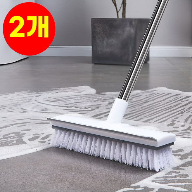 호아인터 2in1 롱 욕실 화장실 바닥 청소솔 청소도구 물기제거 스퀴지, 2개, 화이트