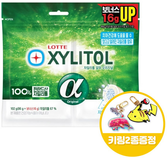 롯데제과 자일리톨 알파 오리지날 리필, 102g, 12개