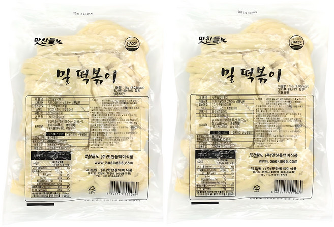 쉽쿡 맛찬들 누들밀떡볶이1+1 후루륵떡, 1kg, 2개