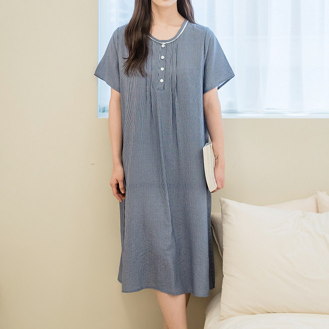 엘라운지 인견 심플 라운드 원피스