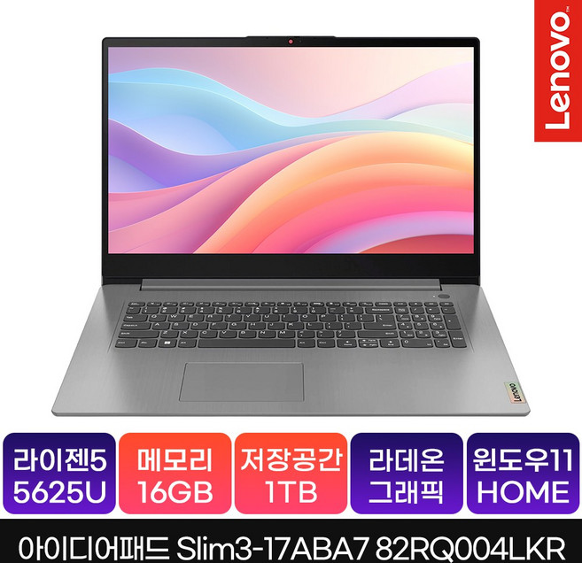 레노버 2022 아이디어패드 슬림 3 17ABA7 17.3 라이젠5 라이젠 5000 시리즈, Arctic Grey, 1TB, 16GB, WIN11 Home, 82RQ004LKR