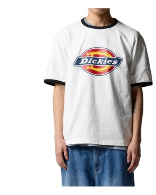 DICKIES 트리 로고 링거 티셔츠 White