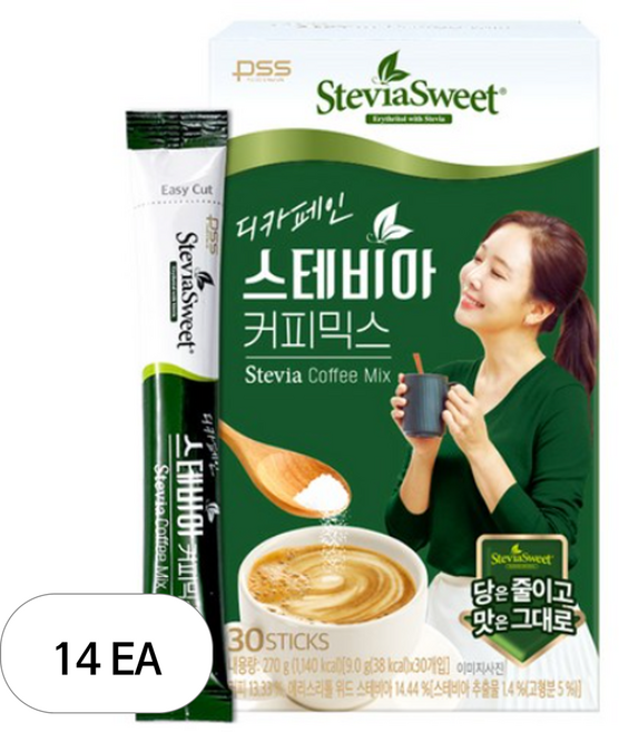 스테비아스위트 디카페인 커피믹스, 9g, 30개입, 14개
