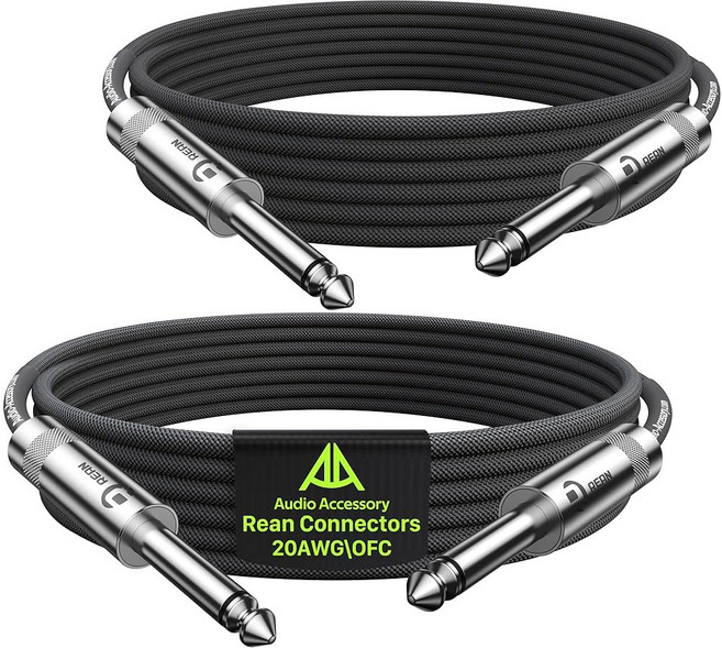 기타 케이블 50피트 전문가용 뉴트릭 리안 커넥터 케블라 강화 나일론 브레이드 1/4 악기 케이블 20AWG OFC 쿼터 인치 일렉트릭 코드 베이스 AMP 코드, 6.6 ft, Neon Orange, 1 Pack