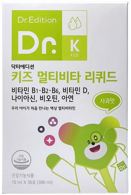 닥터 닥터 키즈 멀티비타 리퀴드 10 ml x 30포 (월분) 어린이종합비타민 미네랄 사과맛, 10ml, 1개