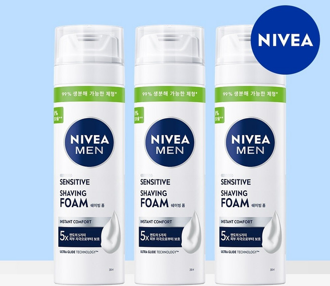 니베아 맨 센서티브 쉐이빙 폼 200ml 3개