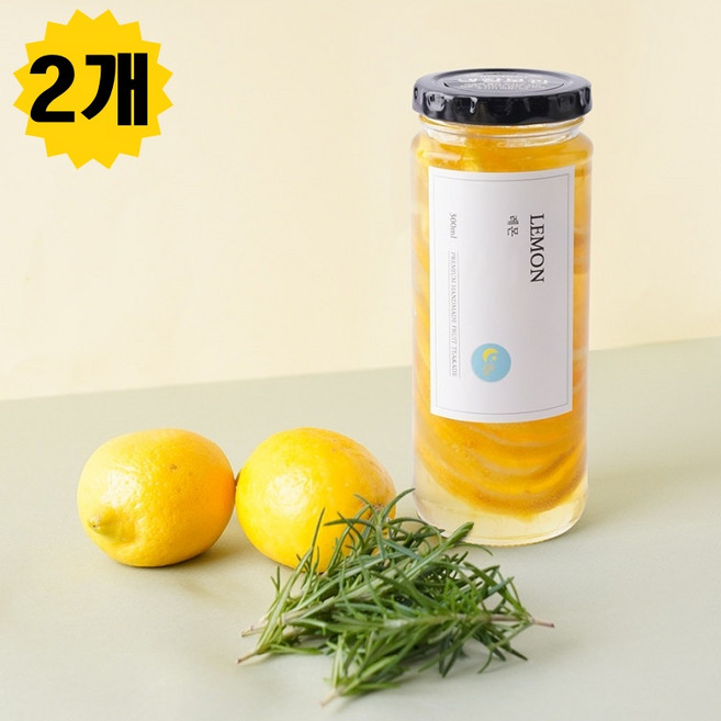 수제 레몬청 레몬차 레몬티 레몬에이드 코디얼 수제청 과일청, 2개, 300ml
