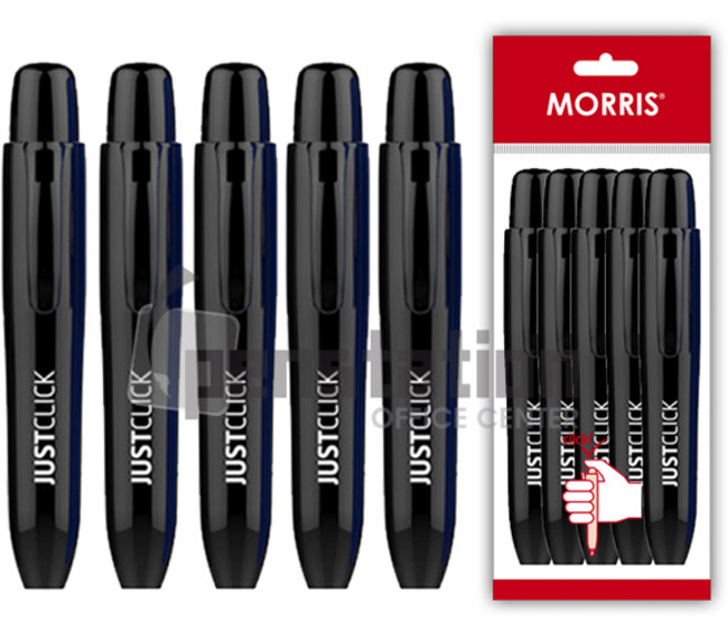 모리스 저스트클릭 노크식 유성매직 L 5개 세트(모리스 정품 블리스터 포장 케이스), 유성매직 L 블랙 5개 세트