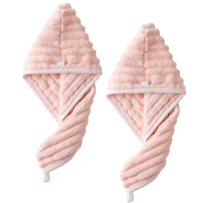 아킴 헤어캡 머리 말리는 수건 헤어타올 머리수건 머리말리는 헤어수건 여성 머리수건, 2개, 핑크